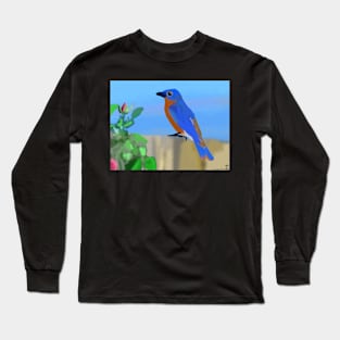 Bluebird on fence Long Sleeve T-Shirt